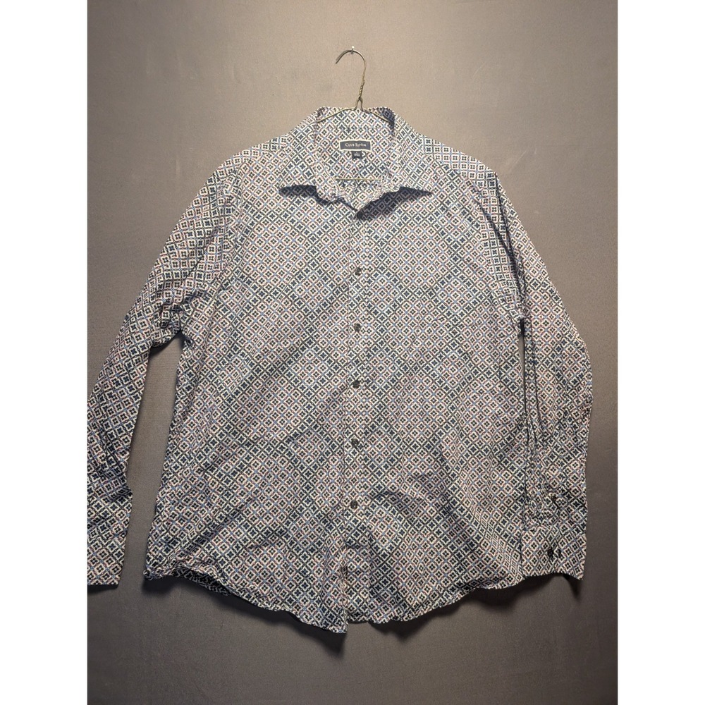 Club Room Shirt Mens Large Multicolor Micro Geometric Long Sleeve Button Up